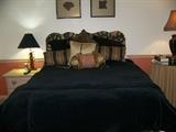 Queen Size Head Board and bedding- mattress not for sale