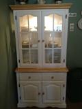 Kitchen hutch in white with oak accents
