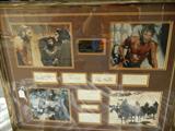 Planet of the Apes 1968 autographed photo collage. Includes certificate of authenticity from Autographes and historical materials. The collage includes C. Heston, R. McDowell, K. Hunter, J Franciscus