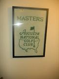 Framed golf towel from the 1999 Masters tournament at Augusta National