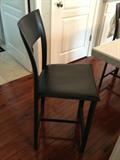 2 Black leather bar stools from Room and Board