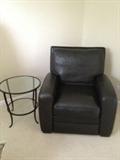 Crate and Barrel black leather recliner
