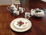 The Royal by Queens china: Hookers Fruit Horticultural Society collection:
3 piece service for 10
Teapot
Cream and Sugar
Covered Dish
Serving pieces