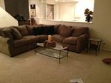 Tan ultra suede sectional from Carson's in excellent condition