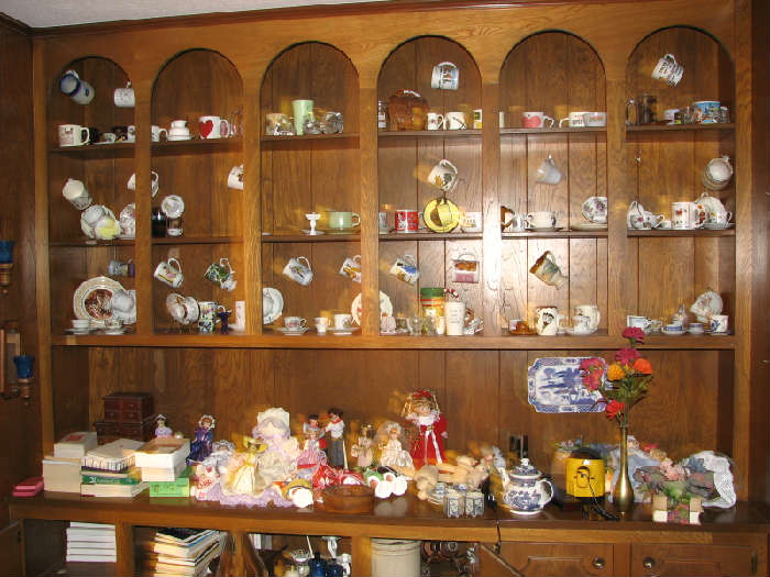 This is a part of the cup and saucer collection that is here along with some of the other china and glass items.