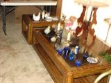 This is a nice coffee table with glass inserts. There is a matching end table shown at the far end of the coffee table.