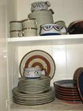 This set of Topaz pottery has a similar modern but hand-made design feel as the Bulgarian set, though it is not a match to it.
