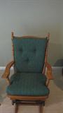 This platform rocker would be a comfy addition to a den or bedroom, and if you don't like the color of the cushions, that is easily changed with smart slip covers or some other strategy!