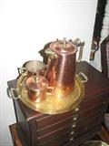 I wish the photo of this copper and brass tea set was a better one!