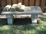 I'm not sure why the Austin Stone bricks were on the cement bench, but nonetheless, the bench can be a pretty and understated addition to your yard or garden!
