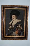 This picture after the painting of Frans Hals' "LAUGHING CAVALIER" IS IN PETIT POINT AND MEASURES 15X21 PLUS THE FRAME.  iT IS FROM pORTUGAL AND IS C. 1965-1970.