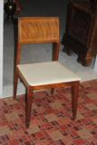 These midcentury chairs with cain in the back may need a little TLC but they are nice.  There are 3 side chaird and one host's chair.  The host's chair has a leg missing and the others have various dings.