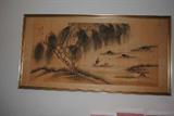 Chineser painting on silk it is 42x20 exclusive of boarder and frame,  From China c. 1920-1937.  There appears to be foxing on it.