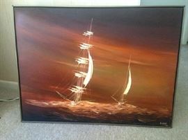 Listed Artist Ivar Bruun signed mid century acrylic, circa. 1960's. Famous Norwegian Artist. Rare piece in mint condition. Ivar Bruun lived from 1923-2003.