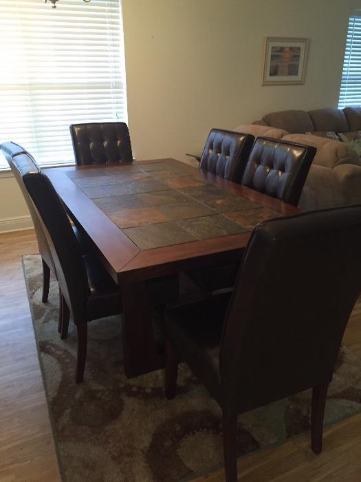 Tile top table & 6 chairs