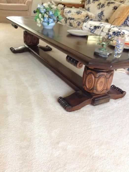 Antique law library mahogany table turned into low diningroom table. Perfect condition
