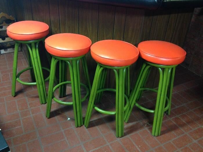 Mid century bamboo bar stools