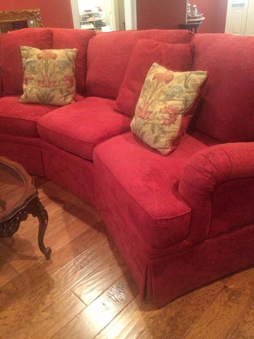 Fabulous curved back red Massoud sofa