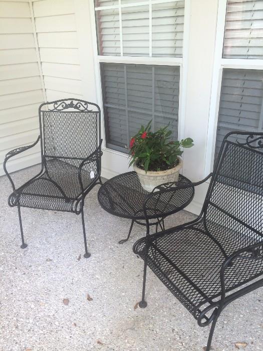 Matching patio chairs and small round table
