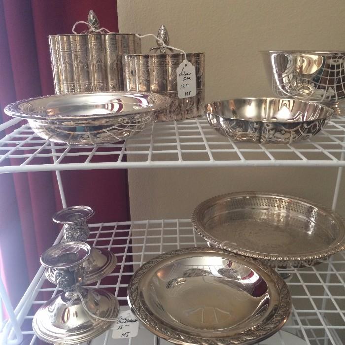 Candle holders and other silver plate selections