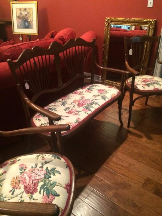 Antique settee with two matching chairs