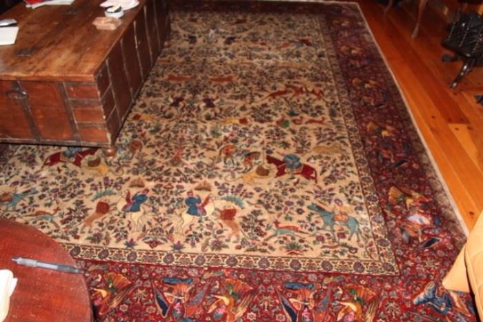 Very Large Silk Persian Rug with Animal Scene…a beauty!
