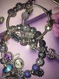 AUTHENTIC PANDORA BRACELET WITH CHARMS, CLIPS AND SPACERS