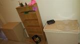 laundry hamper, book shelf