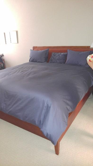 bassett queen bed, mattress, frame