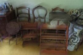 chairs and bookshelf