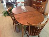 Ethan Allen Table with Leafs and Pads, Chairs