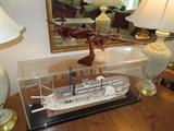 Robert E Lee Model boat w/case 2 lamps P-38 Hand carved plane (Vietnam)