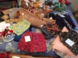 Vintage little girl clothes, pillows
