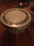 1940's Round Italian Marble Side Table. Cream with etched Green Flowers & Gold accents
Dimensions: 35"W x 28"H
Asking price: $2,000