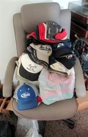 Big collection of vizor hats with multitude of logos