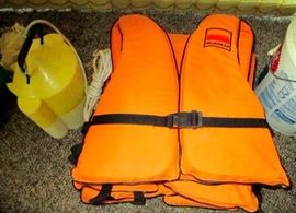 Life jackets and bait buckets