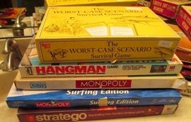Piles of games for the adult and child