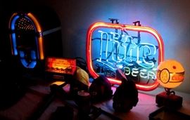 Neon Lights and light up beer hall memorabilia