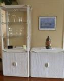 3 piece cream color cabinets made of same rattan