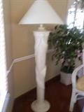 (sorry for fuzzy pic) Tall Cream ceramic floor lamp with raised detail.