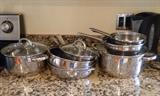 Set of stainless steel pans