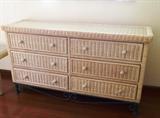 Wicker and metal dresser and mirror (next pic) part of queen bedroom set
