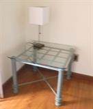 2nd green metal and glass side table