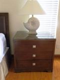 Second marble top nightstand. 2nd nautilus shell lamp