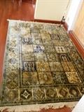 Green multi-colored wool rug 5x8