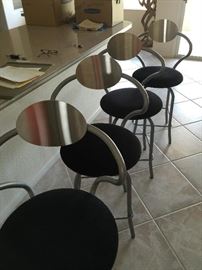 4 metal back, padded seat bar stools, contemporary