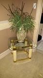 glass brass end table