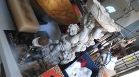 cherub bird bath, outdoor