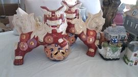 asian dragon lion statue