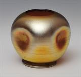 Tiffany Favrile Vase
with squared body and pinched sides 4" high signed on bottom    Bid at www.fairfieldauction.com through Wed. July 20th